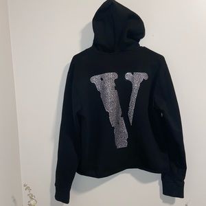 Vlone x Friends Swarovski Hoodie, black/silver crystal